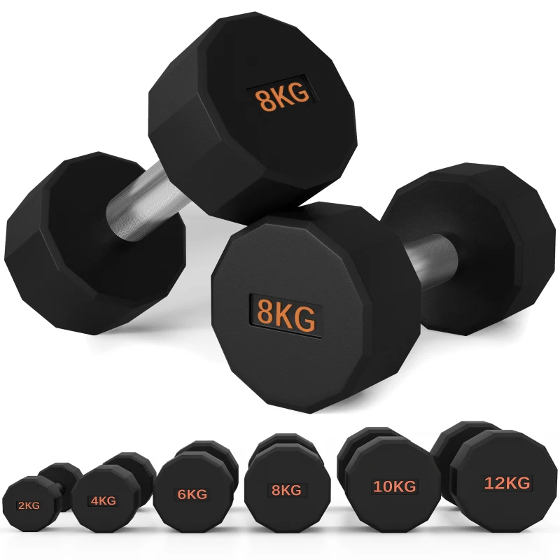 SPORTNOW Dumbbells Weights Set with 12-Sided Shape and Non-Slip Grip for Men Women Home Gym Workout, 2 x 8kg
