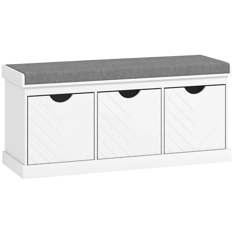 HOMCOM Three-Drawer Shoe Bench, with Seat - White