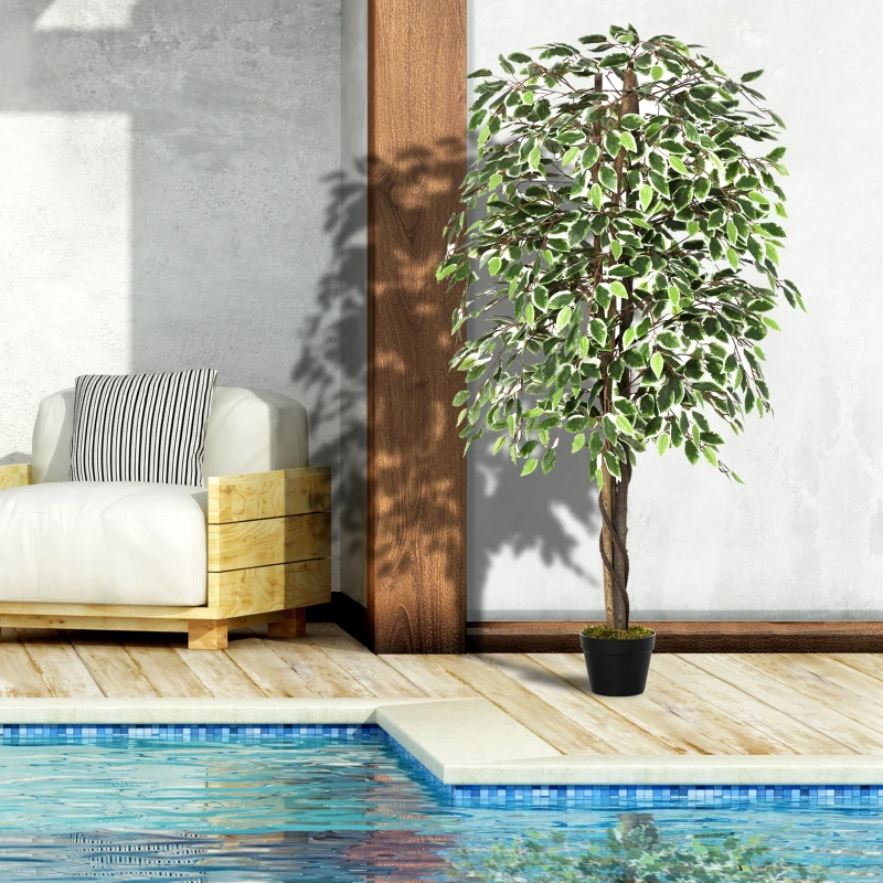 Outsunny Artificial Plant in Pot, Fake Plant for Home Indoor Decor, 160cm, Green