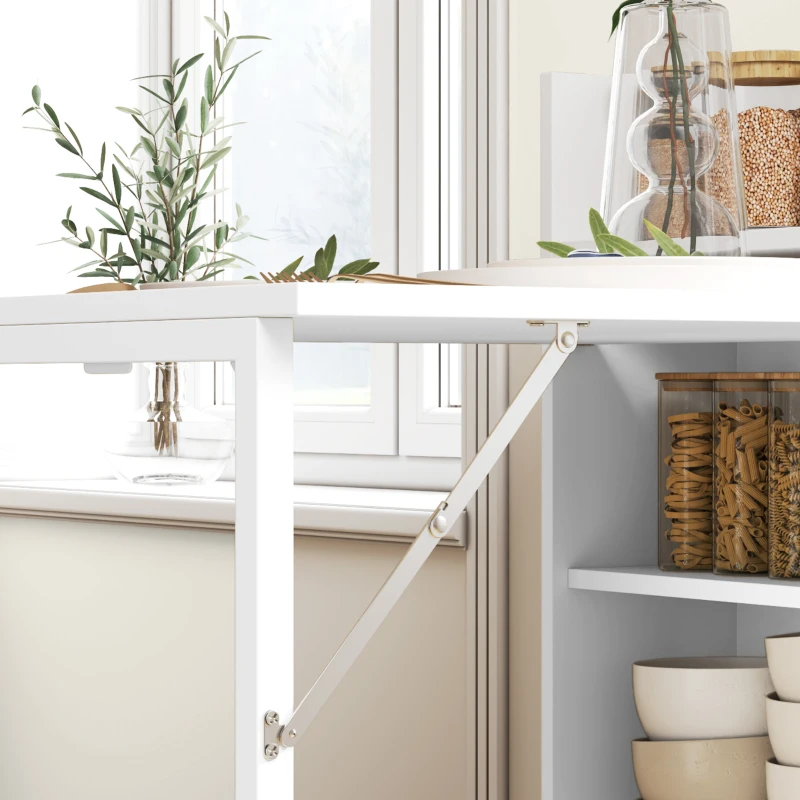 HOMCOM Mesa de Jantar Dobrável Mesa de Cozinha para 3 Pessoas Tampo com Abas e 4 Prateleiras 78,5x91x93cm Branco