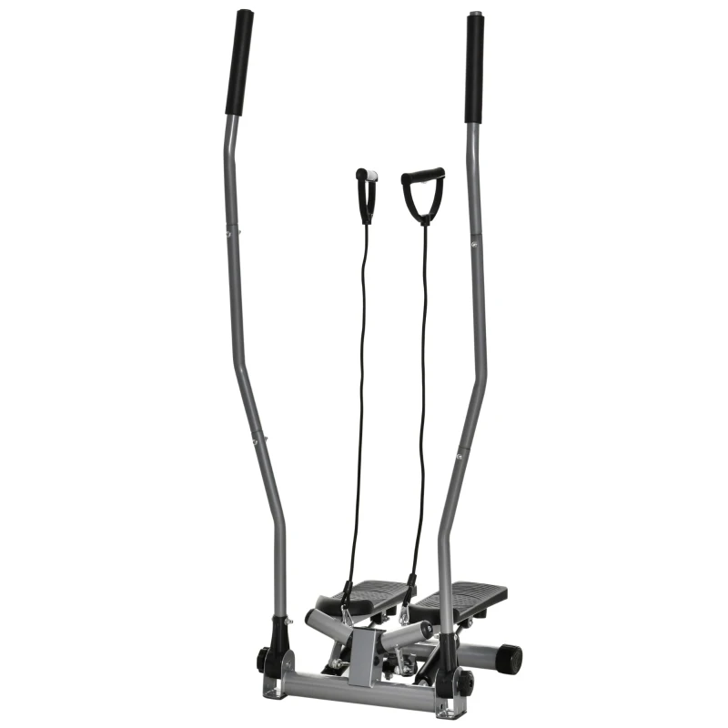 HOMCOM Stepper com Guiadores Extensores Aparelho Fitness com Ecrã Lcd Multifunções Aço Abs 54x40x135 cm Preto e Prata