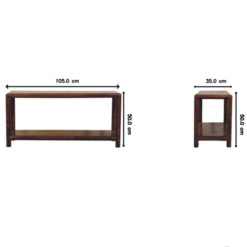 Solid Wood Regency Bench with Single Open-Slot Storage and Hand-Finished Grain, Durable Seat for Living Room, 35L x 105W x 50H cm, Brown