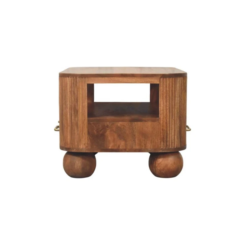 Solid Mango Wood Coffee Table with 2 Smooth-gliding Drawers, Tea Table with Shelf for Organised Storage, 55L x 85W x 46H cm, Brown