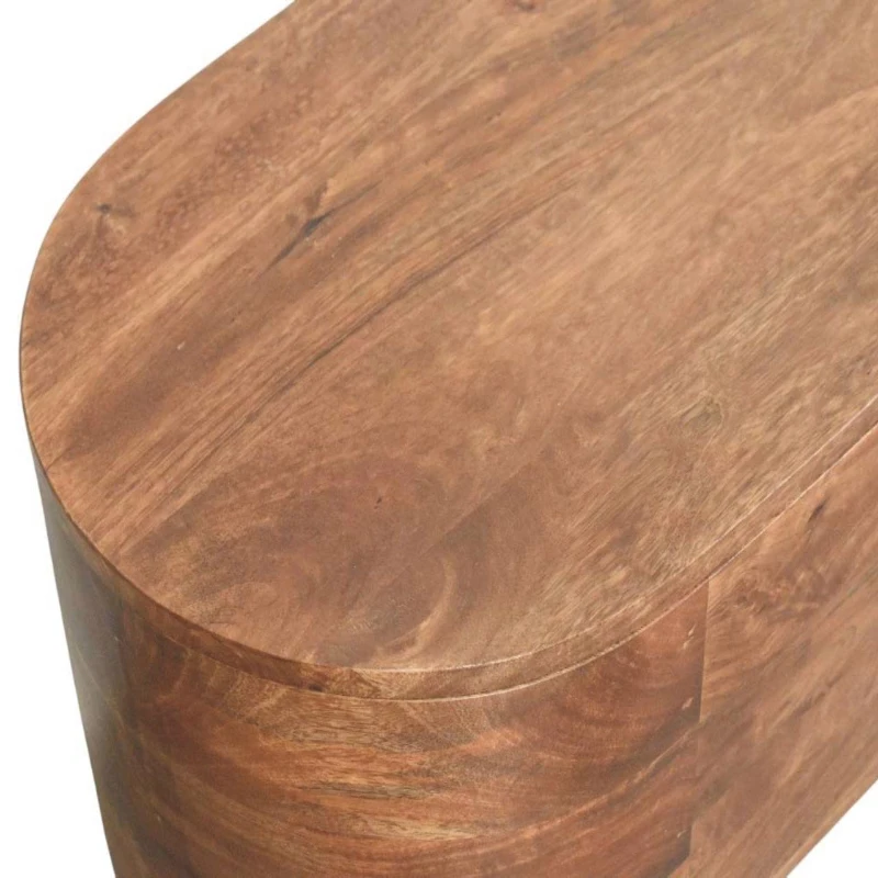 Solid Wood Curva Storage Trunk with Single Deep Drawer, Durable Design, Handcrafted Table for Organised Bedroom, 35L x 80W x 38H cm, Brown