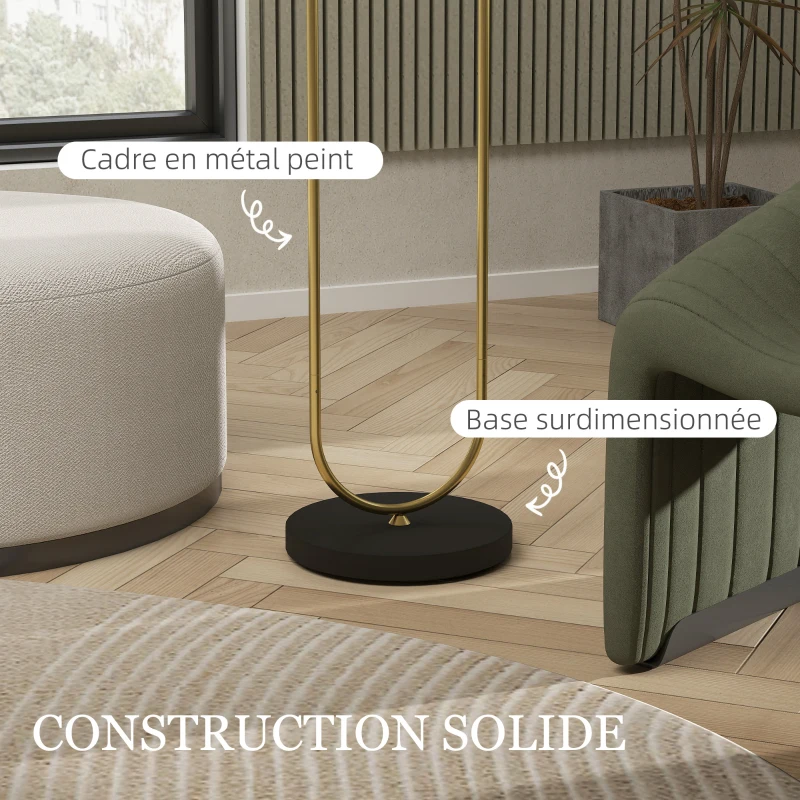 HOMCOM Candeeiro Abajur em Linho Soquete E27 Estilo Moderno Interruptor No Pé para Sala e Quarto 156 cm Dourado