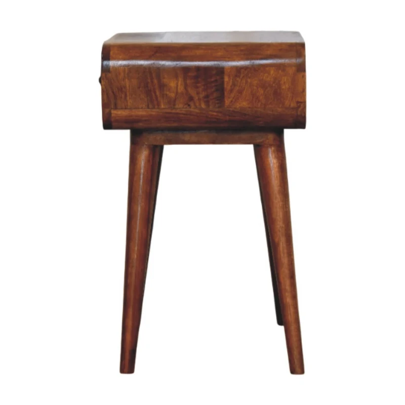 Solid Wood Avora Bedside Table with Drawer and Nordic Legs, Durable Hand‑Finished Desk for Bedroom, 35L x 45W x 57H cm, Brown