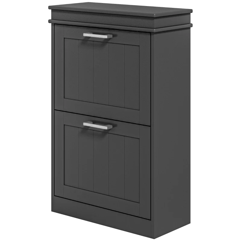 HOMCOM Sapateira 2 Portas Basculantes Prateleiras Ajustáveis para Entrada Corredor 54x24x82,5 cm Preto