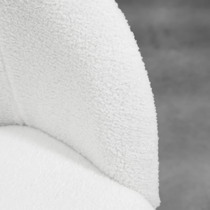 HOMCOM Conjunto de 2 Cadeiras de Sala de Jantar com Encosto em Tecido Efeito Lã Bouclê Pernas em Aço 55x62x80 cm Branco Preto