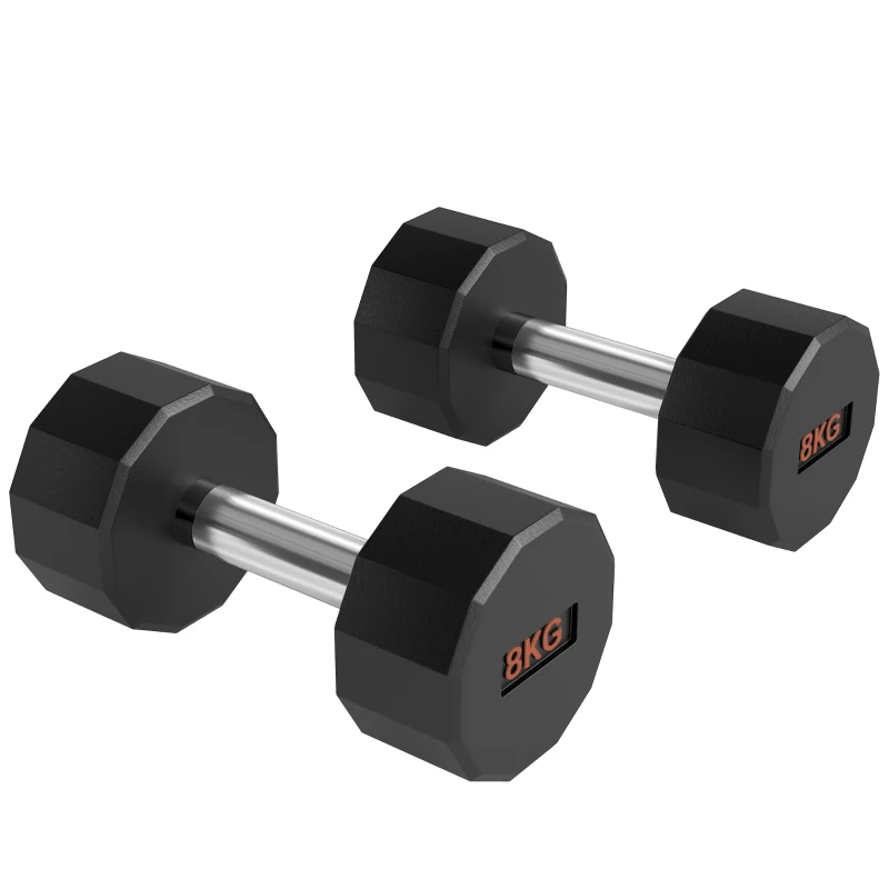 SPORTNOW Dumbbells Weights Set with 12-Sided Shape and Non-Slip Grip for Men Women Home Gym Workout, 2 x 8kg