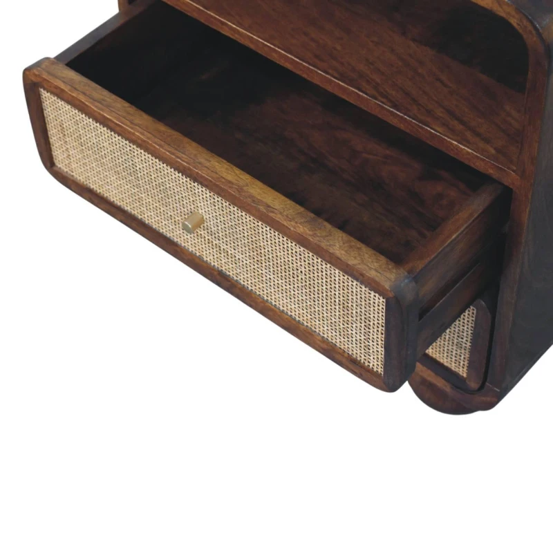 Solid Mango Wood Bedside Table with 2 Smooth-Glide Drawers, Open Shelf, Desk for Living Room, 35L x 45W x 55H cm, Brown