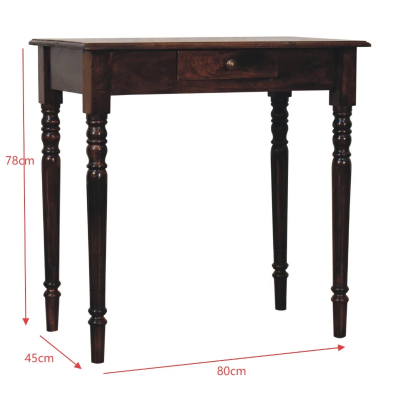 Solid Wood California Walnut Writing Desk with Spacious Drawer, Bedside Table with Solid Construction, 45L x 80W x 78H cm, Brown