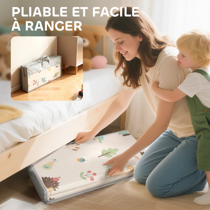 AIYAPLAY Tapis de jeu pour bébé pliable et réversible, tapis de sol en mousse épais, 180 x 150 x 1 cm, multicolore