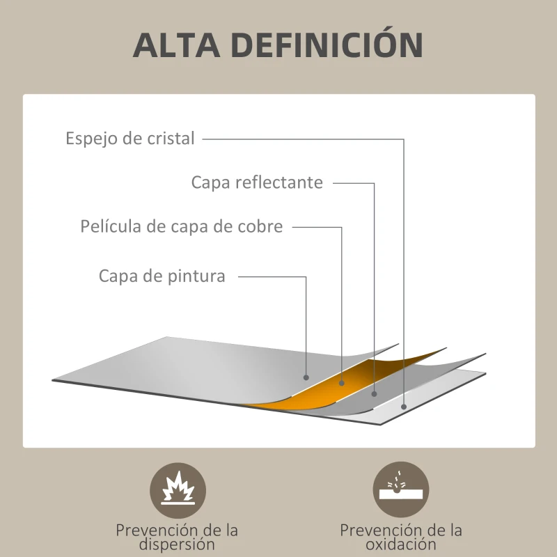 HOMCOM Espejo de Baño 70x90 cm Espejo de Pared Decorativo para Salón Entrada Pasillo Horizontal o Vertical Natural