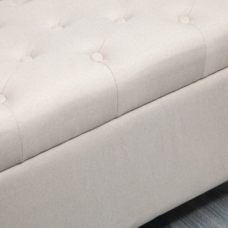 HOMCOM Banco de Arrumação Puff para Sala Ponta Da Cama Baú de Arrumação para Sala Quarto Entrada 100x40x44 cm Creme