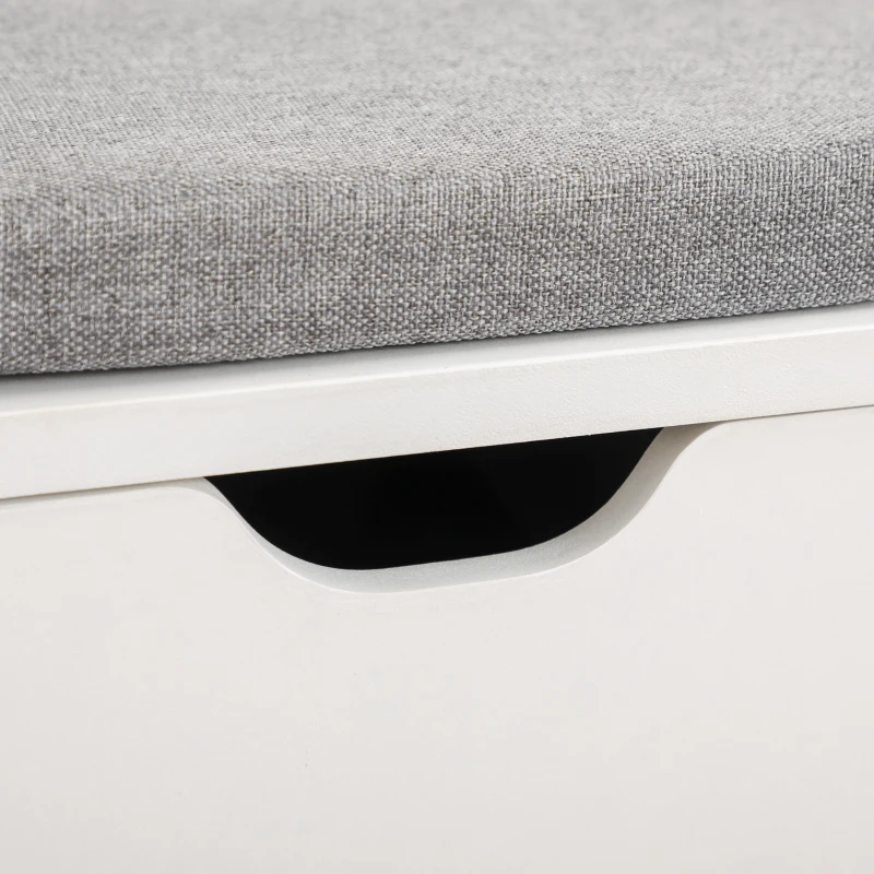 HOMCOM Banco para Sapatos com Almofada de Assento Compartimentos Abertos e Gaveta 101x29x47,5 cm Branco e Cinza