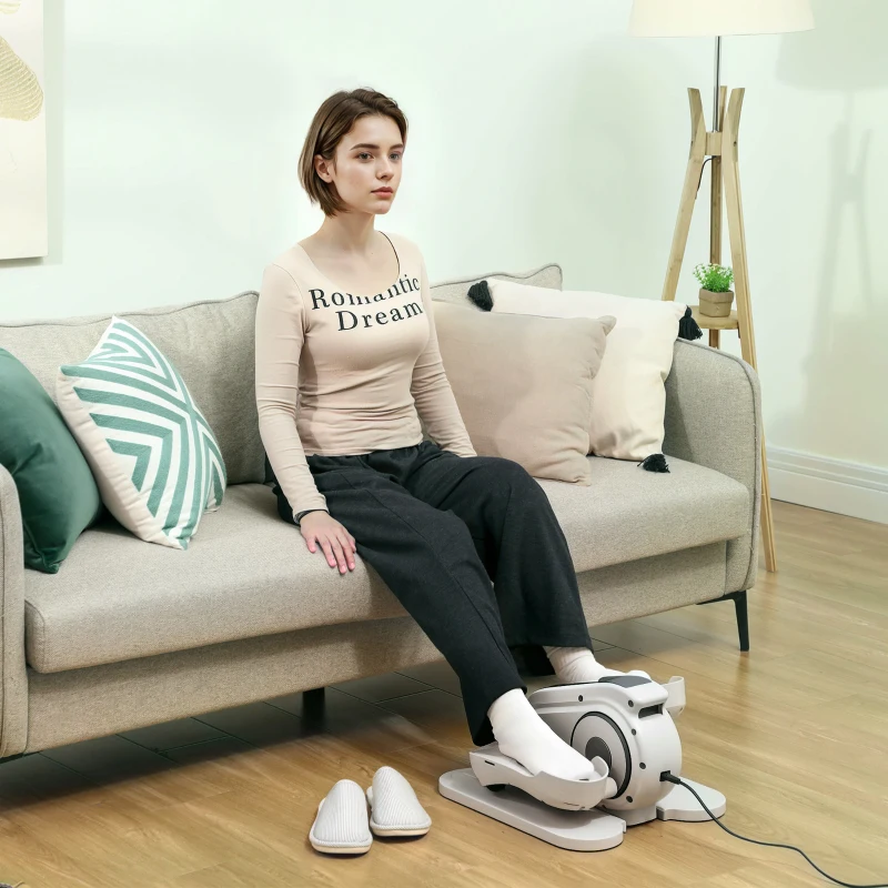 SPORTNOW Elíptico de Escritório Bicicleta Elíptica Elétrica com Tela Lcd 10 Velocidades Ajustáveis 45x42x27 cm Branco