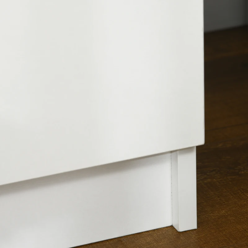 HOMCOM Mesa de Cabeceira com Luz LED Mesa de Cabeceira  Painel de Alto Brilho 2 Gavetas e Controlo 45x35x52 cm Branco