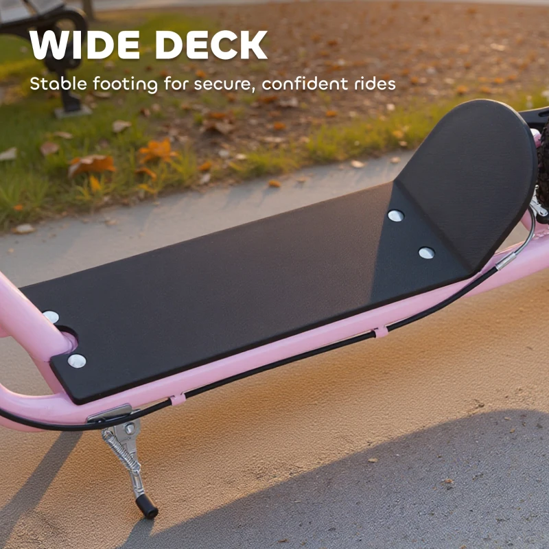 HOMCOM Kids Scooter, Teen Kick Scooter with Rubber Wheels, 16" Front Wheel, Height Adjustable Handlebar, Dual Brakes, Kick Stand, for 5+ Years, Pink