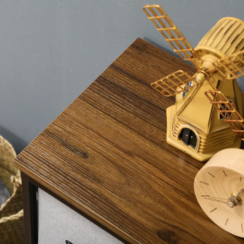 HOMCOM Cômoda 8 Gavetas Móvel de Armazenamento Gavetas de Tecido Dobrável Estrutura em Aço Preto 100x30x78 cm