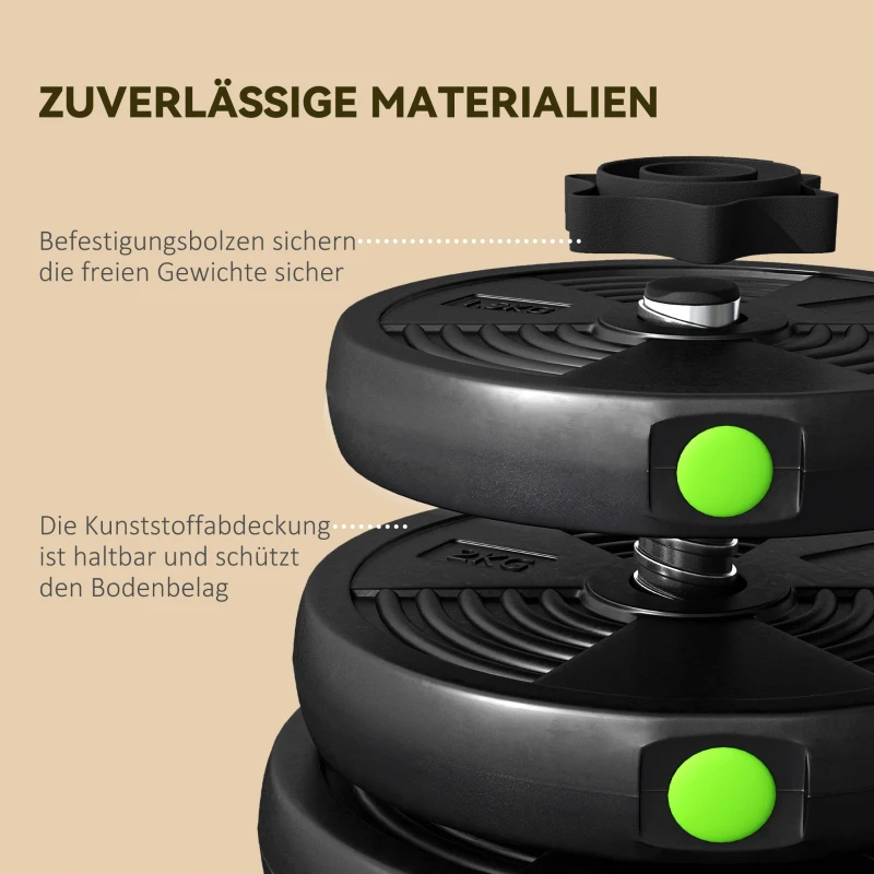 SPORTNOW 2-in-1 Hantel-Set, Lang- & Kurzhantel, 30 kg, rutschfest, bodenschonend, Schwarz/Grün