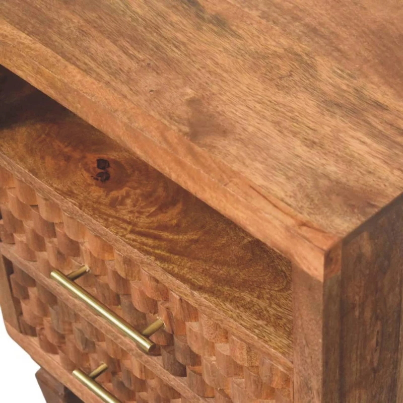 Solid Wood Bedside Cabinet with Eco‑conscious Build and Open Shelf, Bedside Table with 2 Smooth‑gliding Drawers, 35L x 45W x 60H cm, Brown