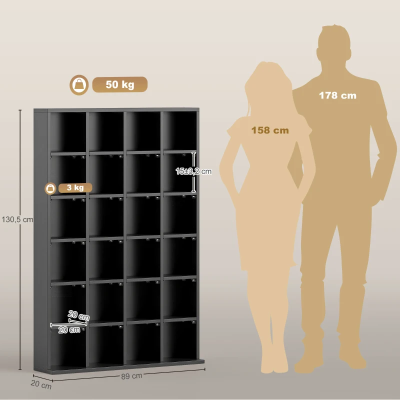 HOMCOM CD Storage Unit with Adjustable Shelves, 89 x 130.5 cm, Black