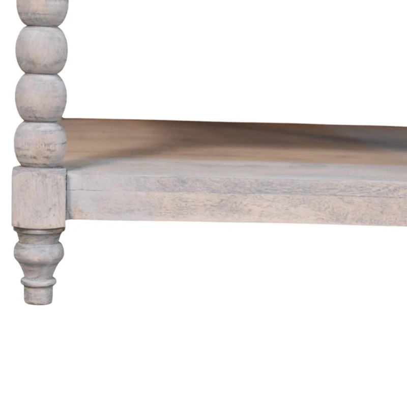 Solid Mango Wood Coffee Table with Open Storage Slot, Side Table with Durable Hand-Finished Circular Design, 80L x 80W x 45H cm, Beige