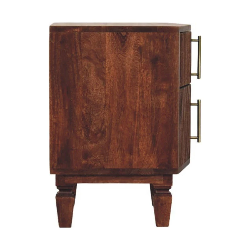 Solid Wood Harper Bedside Table with Eco-Conscious Durable Build, Bedside Cabinet with 2 Smooth-Gliding Drawers, 40L x 42W x 55H cm, Brown