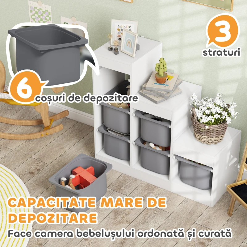 Aiyaplay Raft Portabil Jucarii – 3 Niveluri & 6 Cosuri, Gri