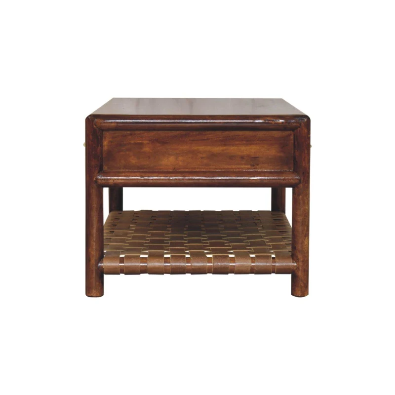 Solid Mango Wood Regency Woven Console Table with 4 Drawers, Desk for Display and Easy Organisation, 55L x 85W x 45H cm, Brown
