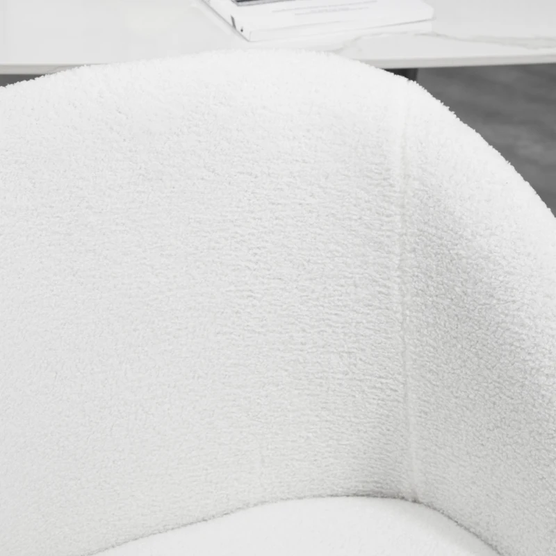 HOMCOM Conjunto de 2 Cadeiras de Sala de Jantar com Encosto em Tecido Efeito Lã Bouclê Pernas em Aço 55x62x80 cm Branco Preto