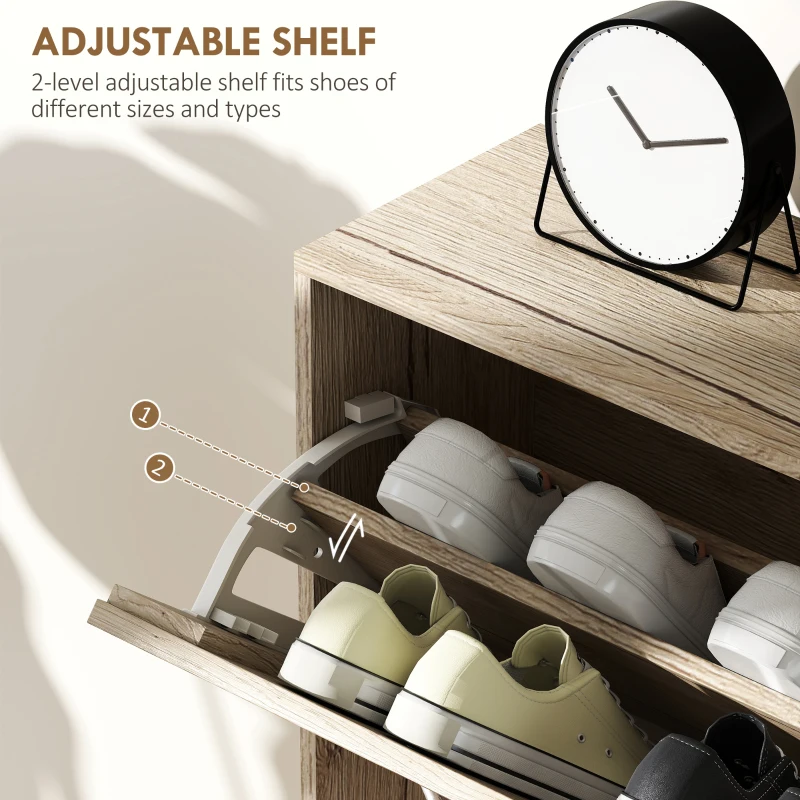 HOMCOM 12-Shoe Flip Drawer Storage Cabinet - Brown Wood-Effect