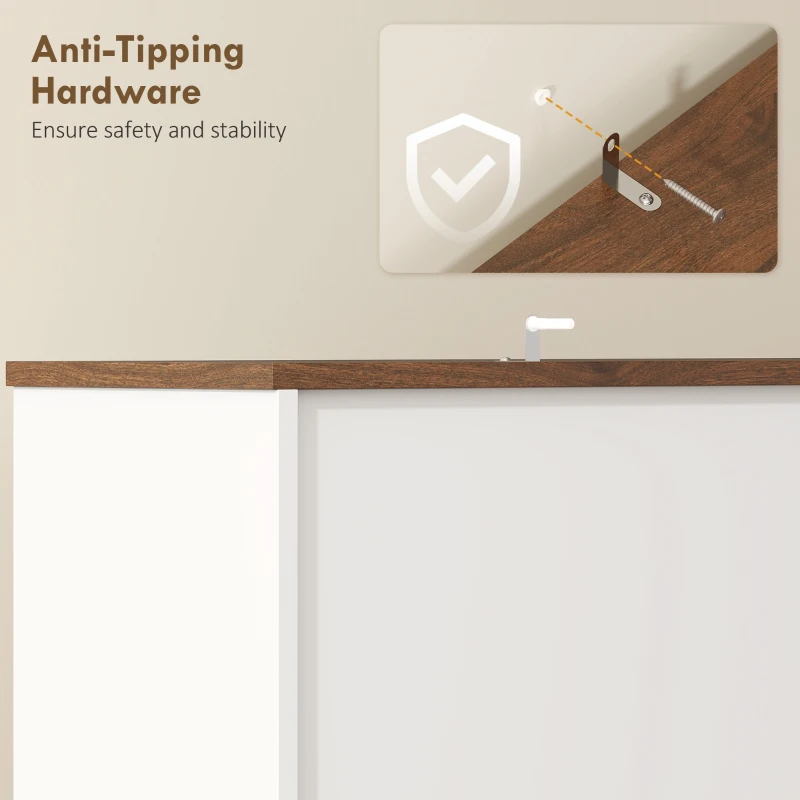 HOMCOM Amário de Cozinha Alto com Suporte para 8 Garrafas 4 Portas 3 Gavetas Prateleiras Abertas100x38x172 cm Branco