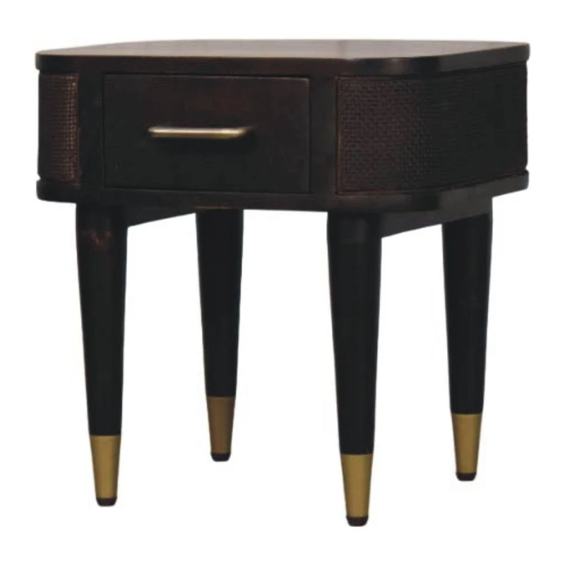 Solid Mango Wood Belmont Bedside Cabinet with Spacious Drawer and Hand-Finished Details, Table for Bedroom, 35L x 45W x 46H cm, Brown