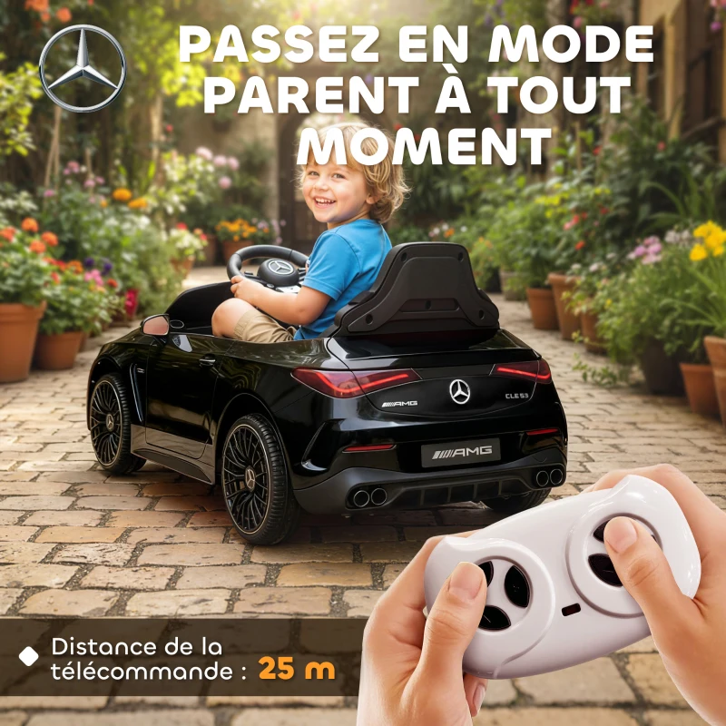 AIYAPLAY Voiture électrique enfants Mercedes AMG CLE 53 12V 2 moteurs télécommande parentale 2,4G 99 x 55 x 43 cm noir