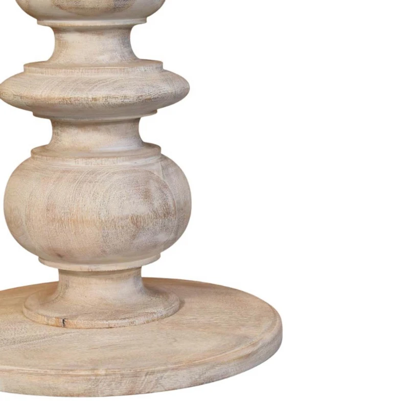 Solid Mango Wood Accent Table with Eco‑Conscious 100% Solid, Hand‑Finished Circular Desk with Durable Construction, 38L x 38W x 60H cm, Beige