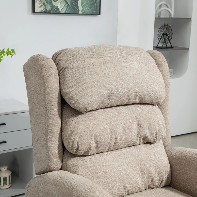 HOMCOM Velvet-Feel Electric Riser Recliner Chair - Khaki