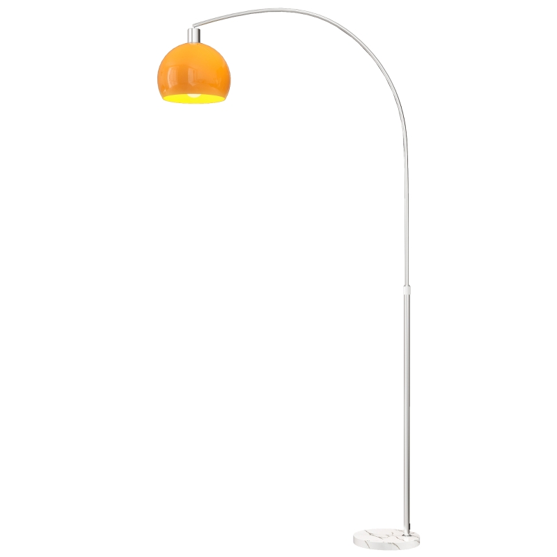 HOMCOM Lâmpada de Pé em Arco com Interruptor de Pedal em Mármore Metal e Plástico 26x90x180 cm Branco e Laranja