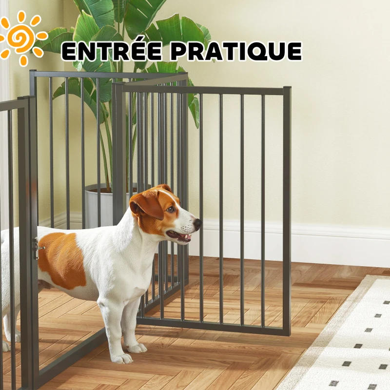 PawHut Parque para Cães Parque para Animais 5 Painéis Cerca Portátil Dobrável Seguro Preto