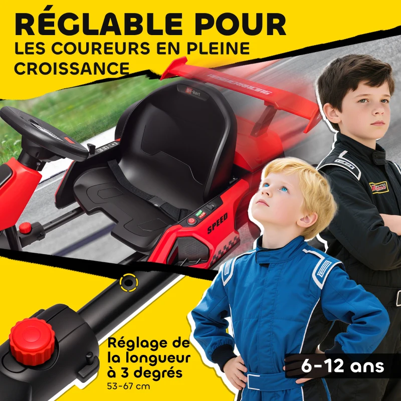 HOMCOM Kart électrique pour enfants moteur 2 x 150W batterie 24 V 120 x 76 x 53,5 cm rouge(m-5)