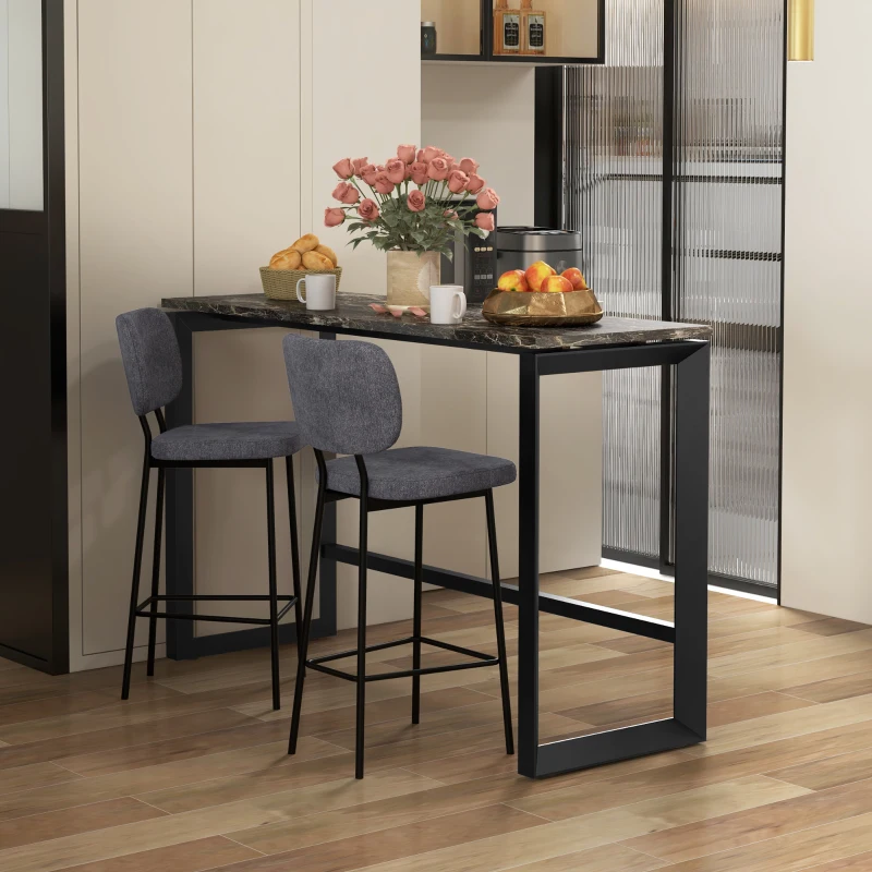 HOMCOM Conjunto de 2 Bancos de Bar Cadeiras Altas Cadeiras de Cozinha com Apoio para os Pés 41x46x90 cm Cinza