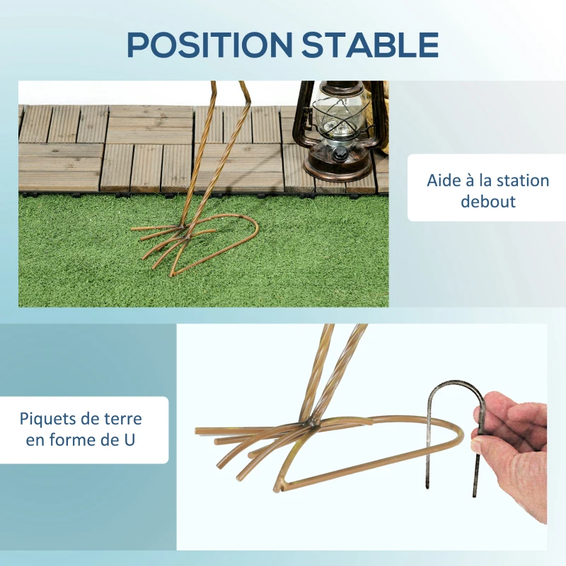 Outsunny Lot de 2 statues jardin exterieur sculpture de héron en acier pour étang, patio, terrasse, pelouse, 74/70cm multicolore