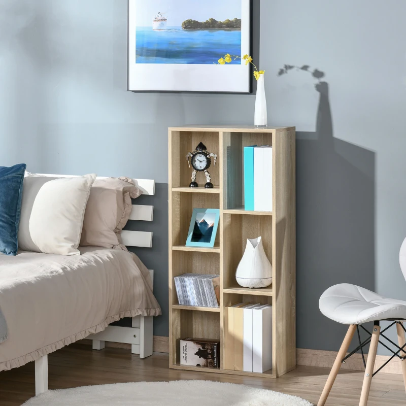 HOMCOM Meuble de rangement Bibliothèque étagère 7 cubes pour intérieur, salon, chambre - 50l x 24P x 106H cm, bois naturel