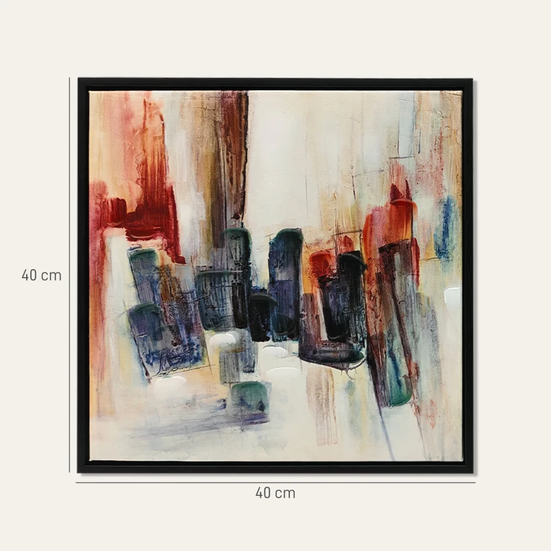 HOMCOM Cuadros en Lienzo Abstractos a Mano 40x40 cm 2 Piezas Cuadros de Arte de Pared Enmarcados Textura Rica Multicolor