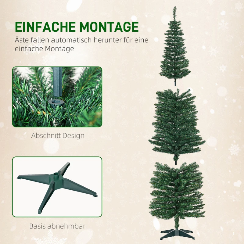 HOMCOM Weihnachtsbaum künstliche Künstliche Tanne Christbaum, inkl Ständer Weihnachtsstern 2,1 m, Grün