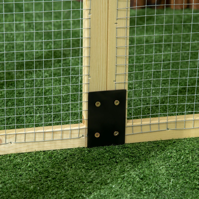 PawHut Recinto per Galline all'Aperto in Legno con Porte Multiple e Rete in Metallo, 140x88.5x106 cm, color Legno