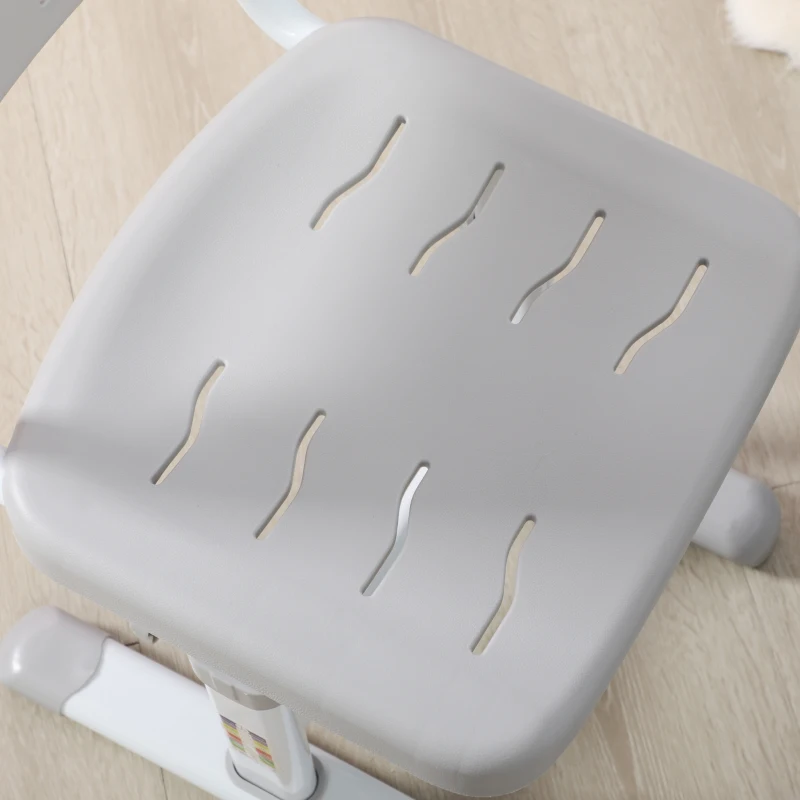 HOMCOM Conjunto de Secretária Infantil com Cadeira em Aço Altura Ajustável Tampo Deslizante Secretária Inclinável 45° Cinza e Branco