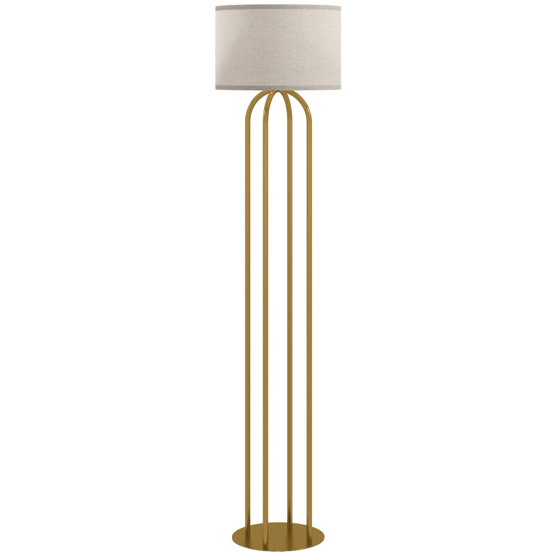HOMCOM Lampadaire sur pied de salon, lampe sur pied avec abat-jour en lin et interrupteur à pied, Ø 38 x 161 cm, doré et beige