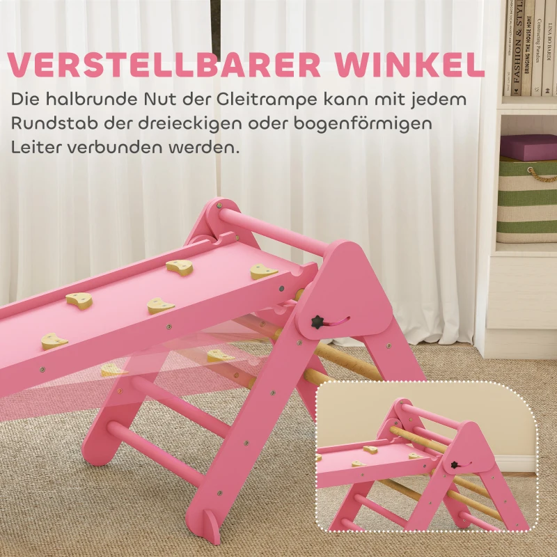 AIYAPLAY Klettergerüst Indoor, 7 in 1 klappbar Kletterdreieck mit Rutsche, Kletterbogen