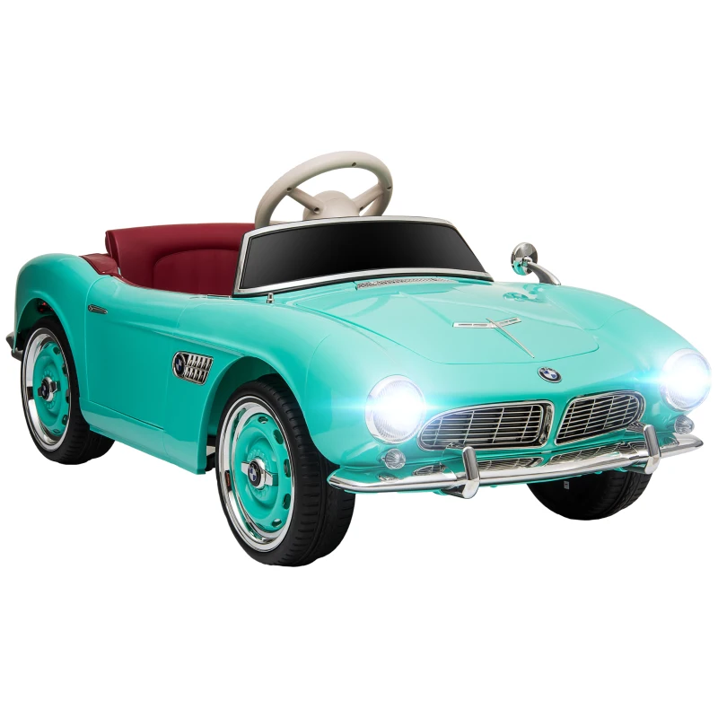 HOMCOM Carro Elétrico Infantil Licença Bmw 507 Estilo Retrô Vintage 12 V Máx. 5km/h Controle Remoto 115x55x47 cm Verde